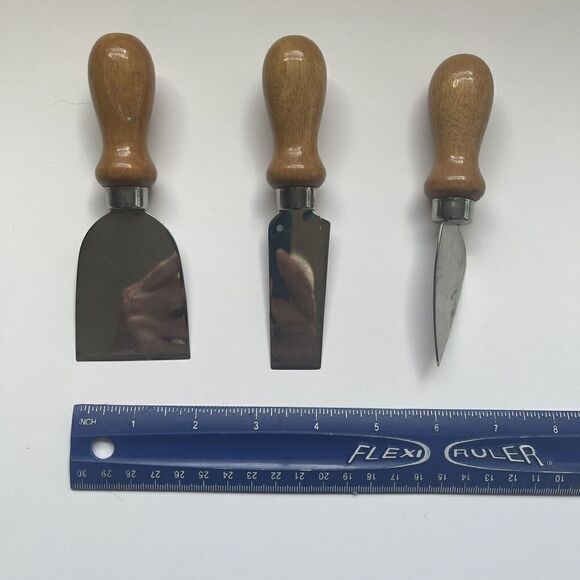 French Style Set of Three Cheese, Stainless Steel with Wood Handles - Picture 4 of 4